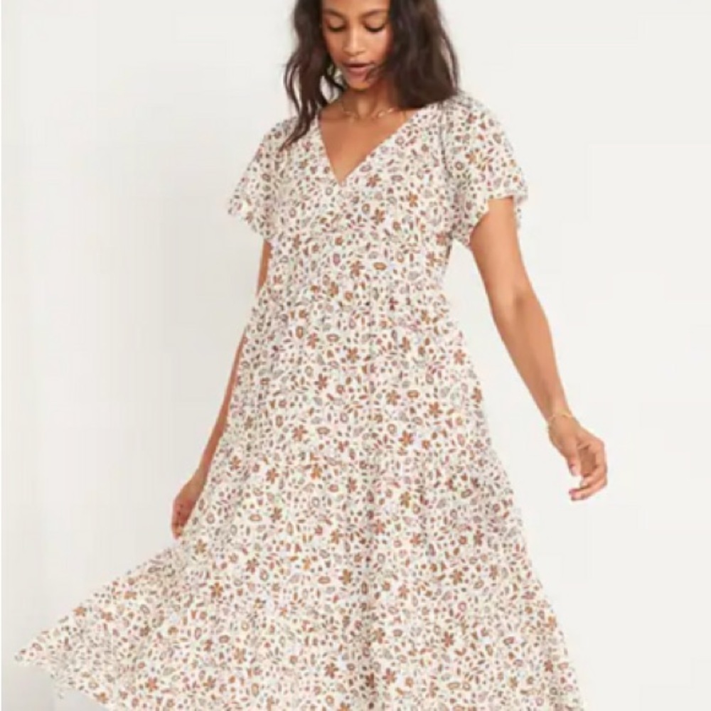 Old Navy | Flutter-Sleeve Tie-Back Maxi Swing Dress for Women
